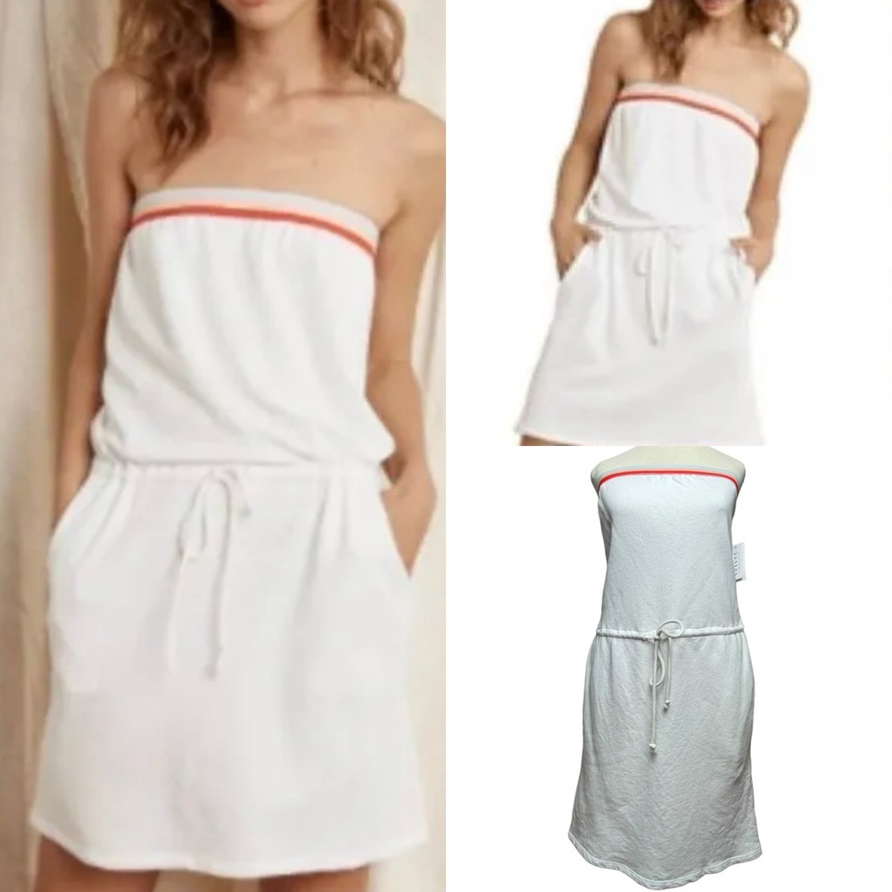 Velvet by Graham & Spencer NWT White Tie Waist Sleeveless Tube Top Dress Sz Sm